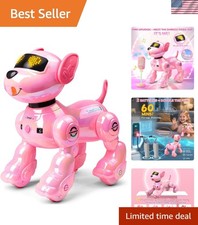 Interactive Smart Robot Puppy - 17 Functions, 2 Batteries, Metallic Pink Toy