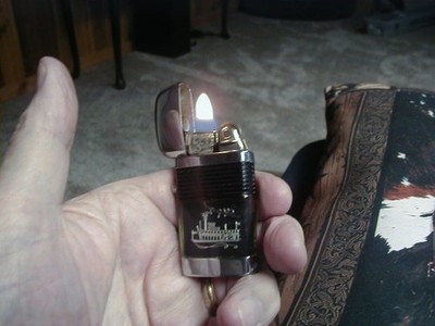RARE RIVER STEAM BOAT SHIP SMALL SCRIPTO LIGHTER USED AS IS WORKS GOOD NO LEAKS