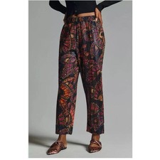 NEW Farm Rio x Anthropologie Printed Pull-On Pants Black Motif Boho Festival SM