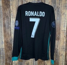 Real Madrid 2017-18 Away Long Sleeve Soccer Jersey Men's M RONALDO #7