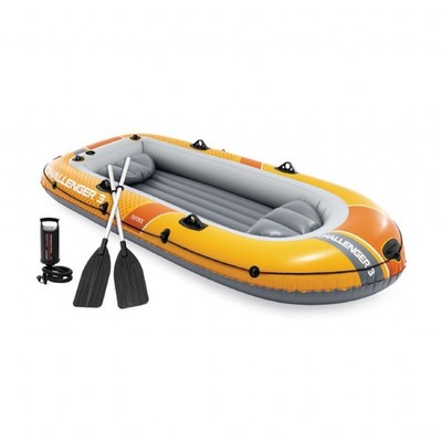 Intex 66313 Challenger 3 Schlauchboot Set 295x137x43 cm inkl. Paddel und Pumpe