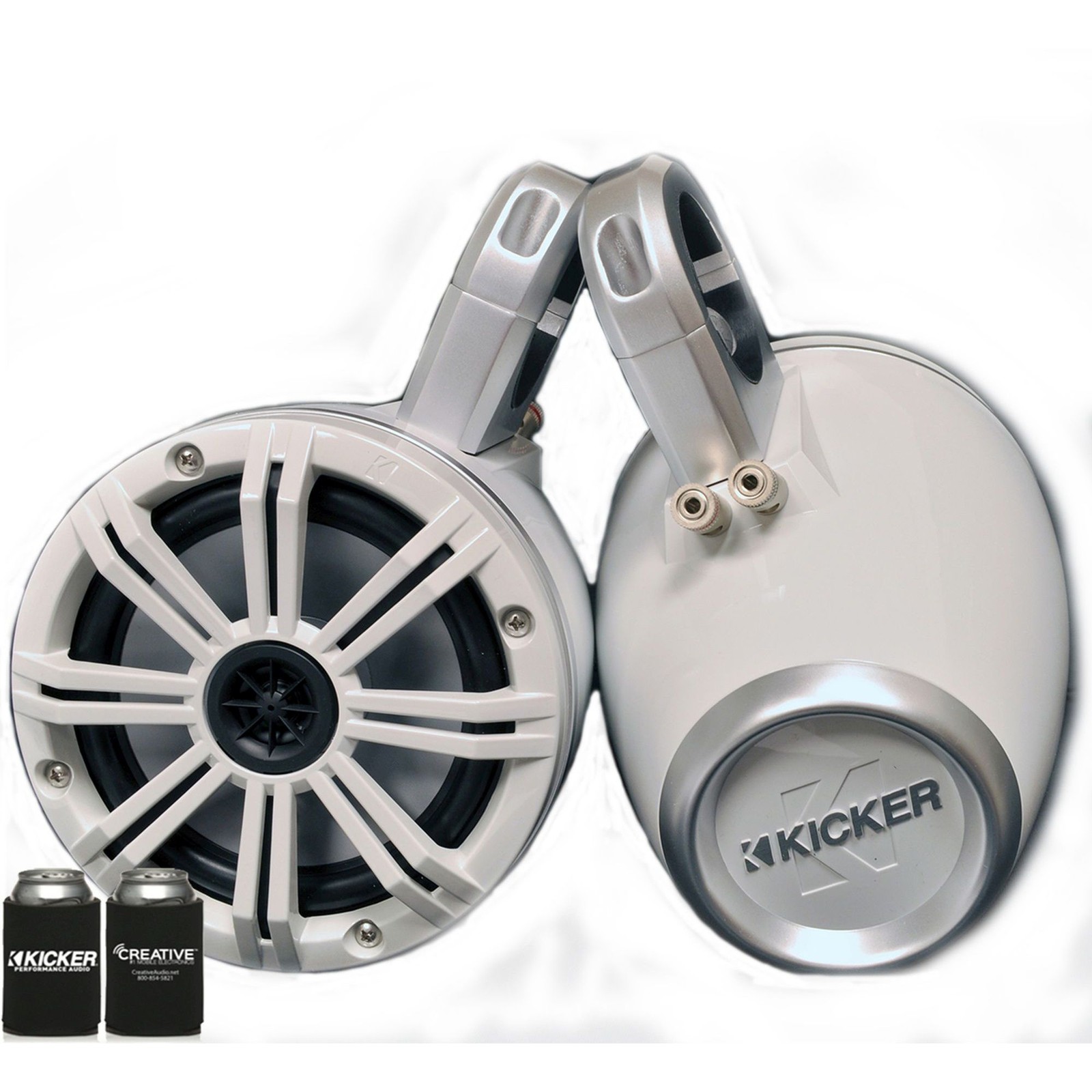 White Kicker Wake Tower System with Kicker 6.5" Marine Speak