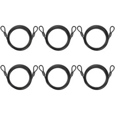 6pcs 1/8" Dia 7.2ft Security Cable Lock Vinyl Coated Steel with Loops Black