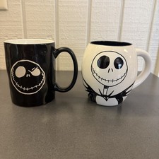 Disney Nightmare Before Christmas Jack Skellington Ceramic Coffee Tea Mug x2 EUC