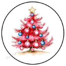 PINK CHRISTMAS TREE ENVELOPE SEALS LABELS STICKERS PARTY FAVORS