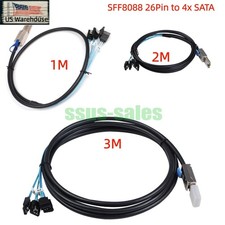 1M/2M/3M SFF8088 26Pin to 4x SATA Breakout Cable 12Gbps External Mini SAS Wire