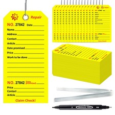 500 PCS Repair Tags Hole Wire Numbered Maintenance Service Stub Yellow