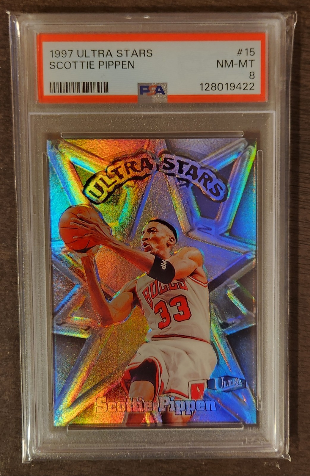 1997-98 Ultra Stars Scottie Pippen #15 PSA 8 NM-MT Chicago Bulls HOF Rare