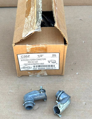 25 Pcs Sepco C35Z 1/2'' 90 Degree 2 Screw Connectors Zinc die Cast