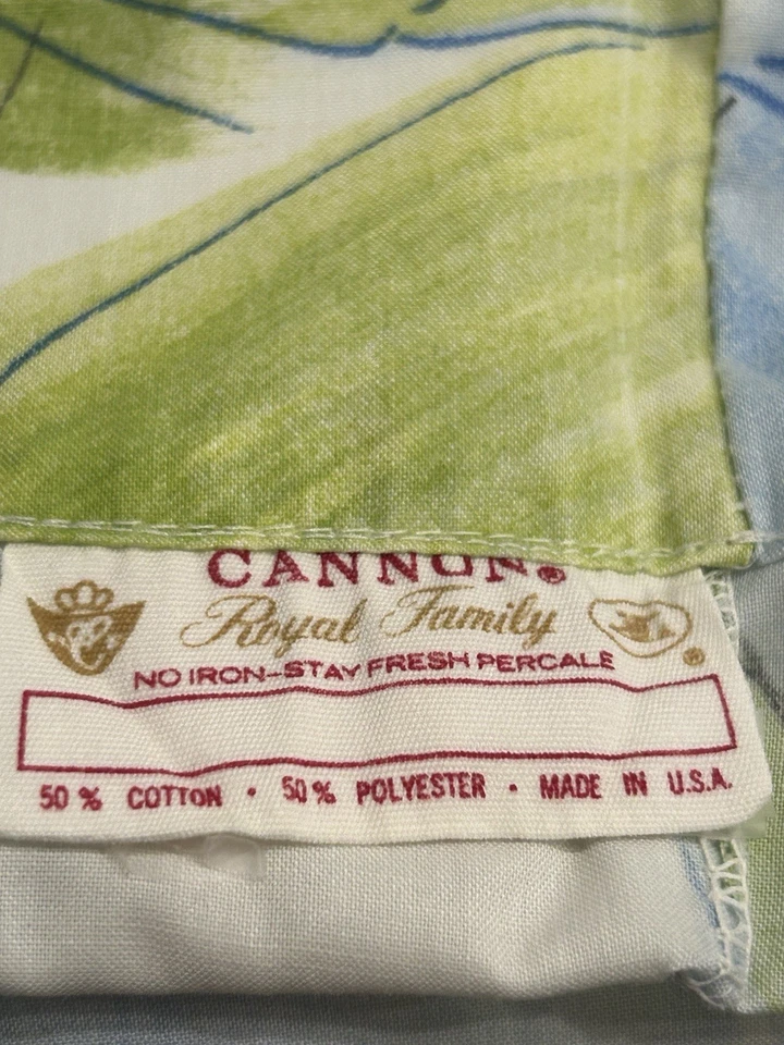 VINTAGE CANNON ROYAL FAMILY HEAVENLY DAISY BLUE 1 Twin FLAT SHEET 1 Pillowcase - Image 4 of 4
