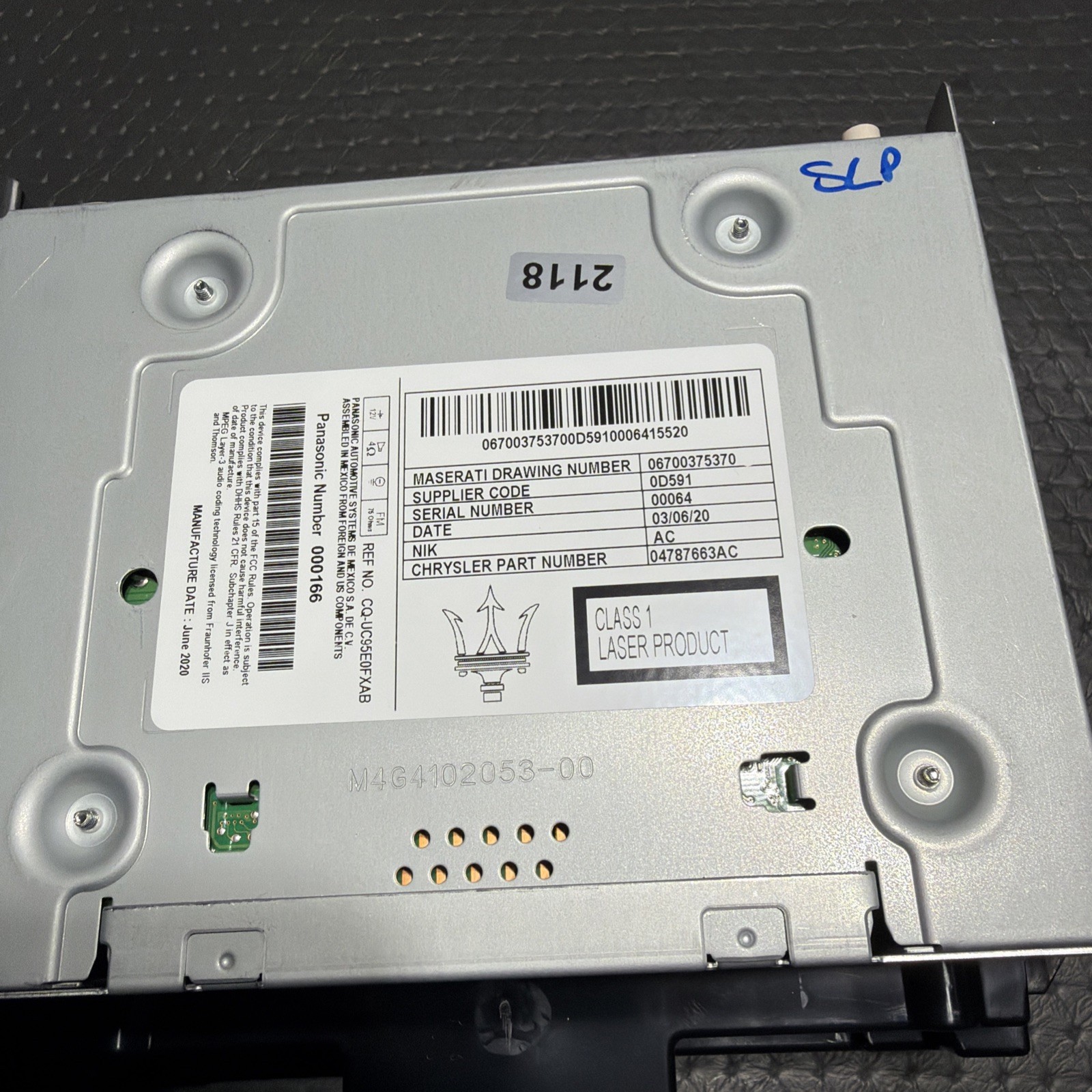 OEM Maserati Panasonic Navigator Telematics Gateway 670037537 Ghibli 2016 New