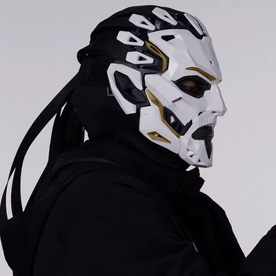 Cyberpunk Oni Mask Sci-Fi Mecha Samurai Half-Face Helmet Cosplay