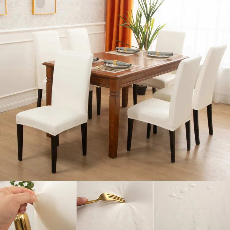 Covers,solid Pu Leather Waterproof Oilproof Stretch Dining Chair