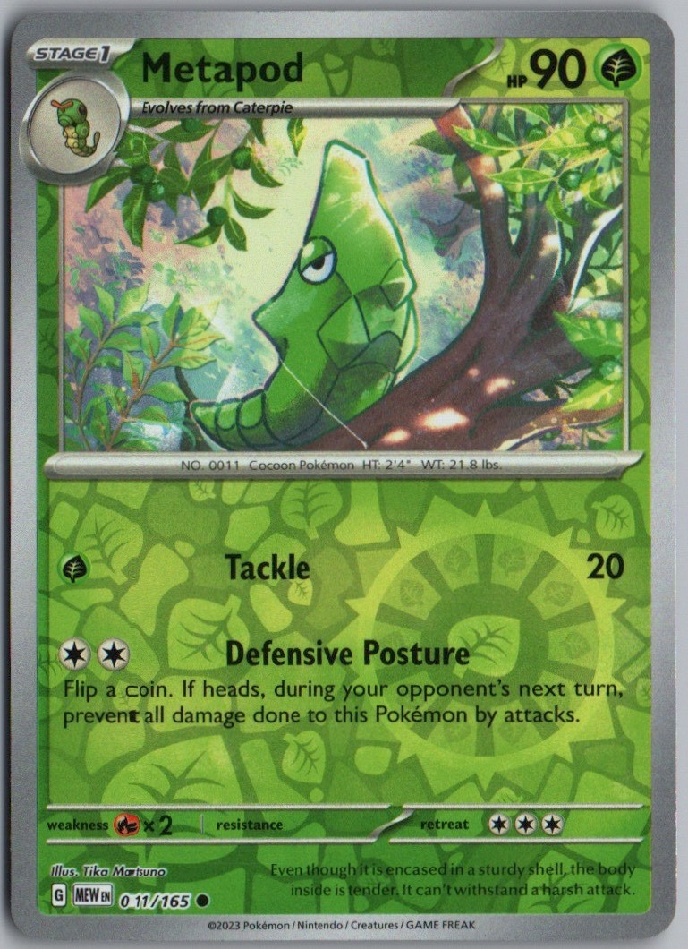 METAPOD 011/165 COMMON 151 POKEMON REVERSE HOLO