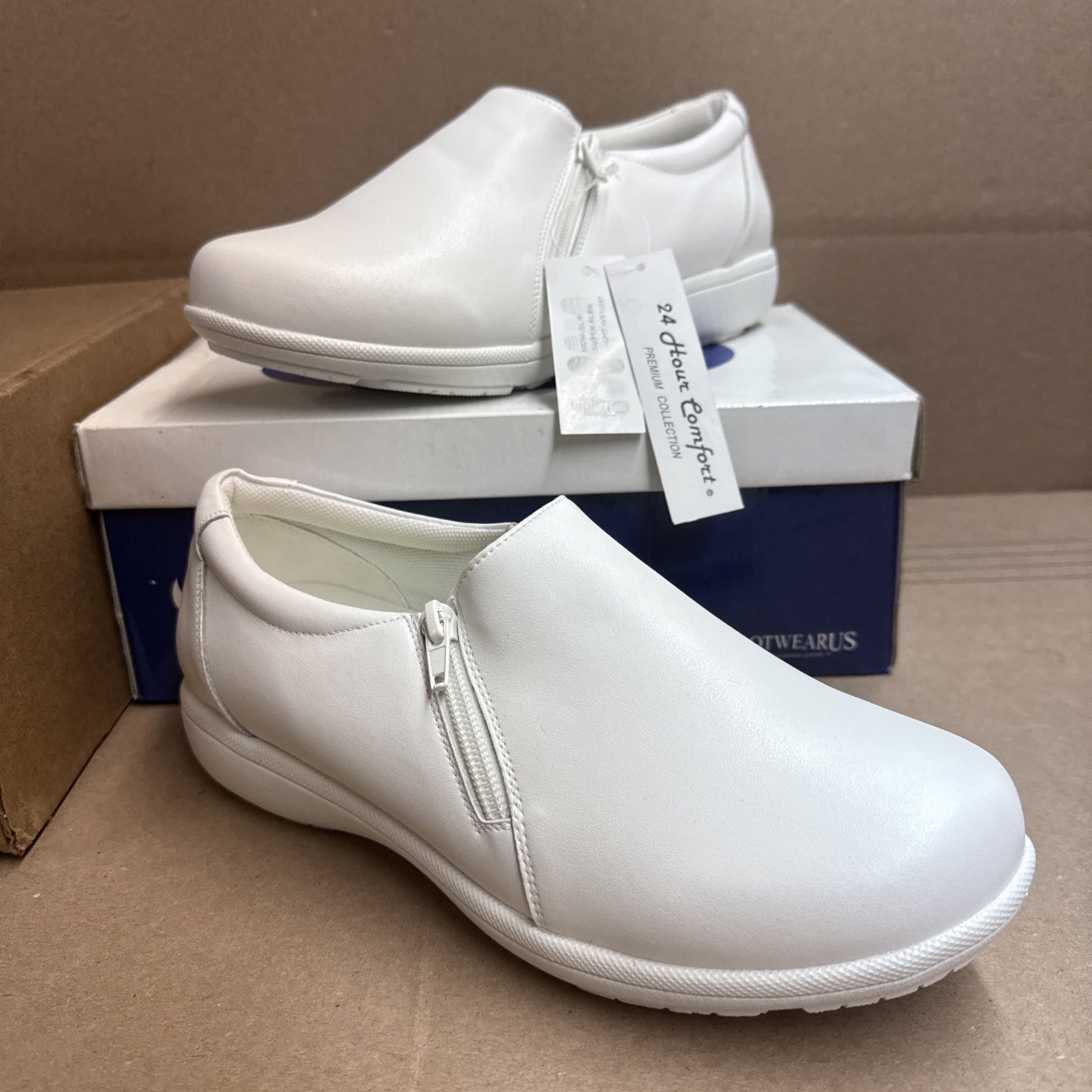 Mocasines de cuero sin cordones de ancho 9 de éster para mujer 24 HOUR COMFORT enfermera