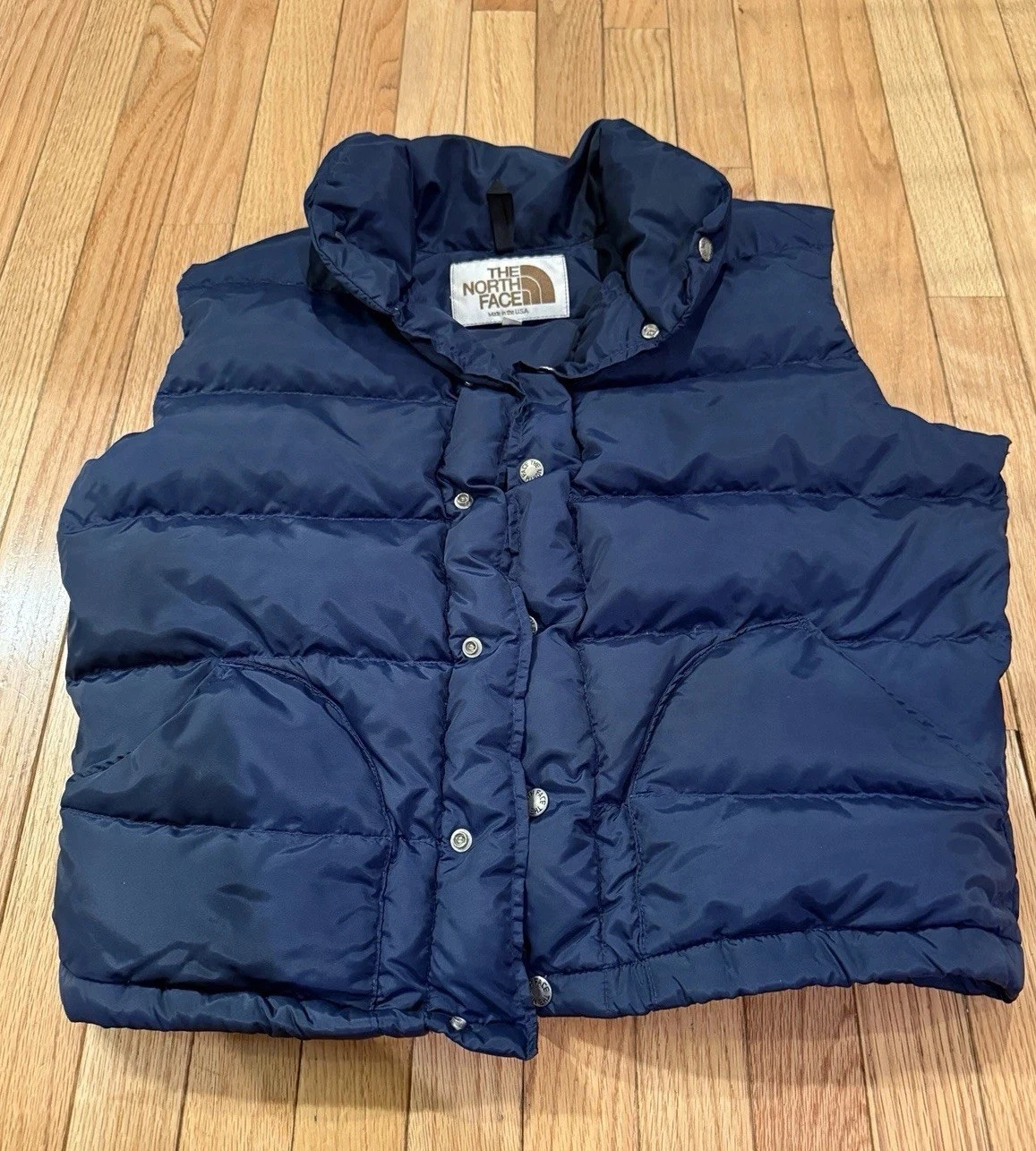 Vintage North Face Goose Down Brown Label 70s Retro Puffer Vest Mens Size M Navy