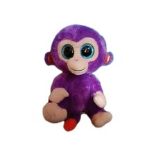 Ty Beanie Boo Grapes Monkey Plush Purple Big Eyes Stuffed Animal Toy Retired 10”