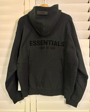 Essentials Men s Black Pullover Hoodie Logo H...