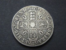1673 Charles II 2nd Silver Crown 5 Shilling Coin