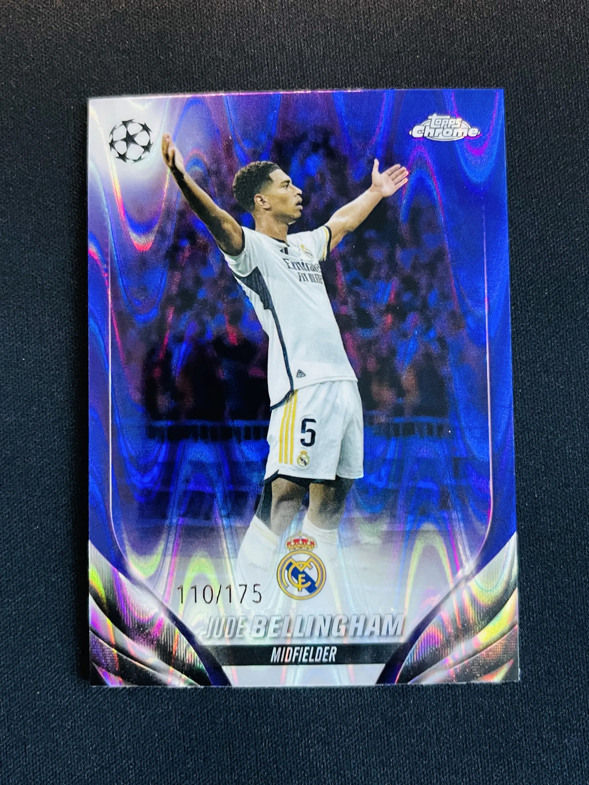 2023-24 Topps Chrome UEFA Jude Bellingham #112 Purple Raywave REF 110/175 AK001