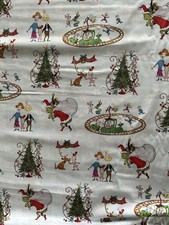 Cotton Fabric Remnant 1 3/4 yard. How The Grinch Stole Christmas Grinch Whoville