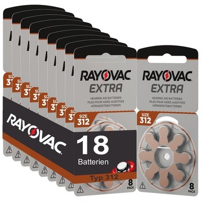 18 x Hörgerätebatterien Typ 312 Rayovac Extra Advanced 7,9 x 3,6mm