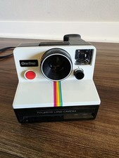 Vintage Polaroid One Step Land Camera Working Great Rainbow Stripe with Strap