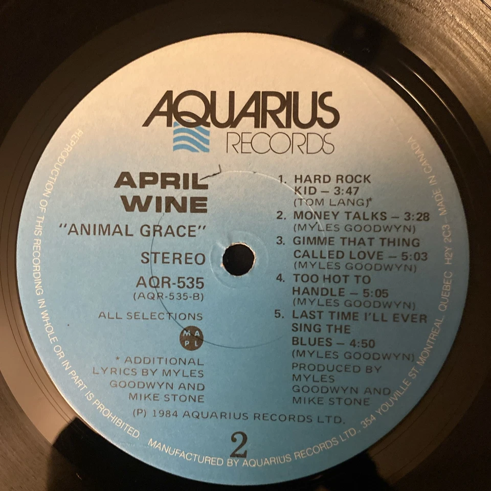 April Wine Animal Grace Vinyl LP Orig Record VG+ - Image 4 of 4