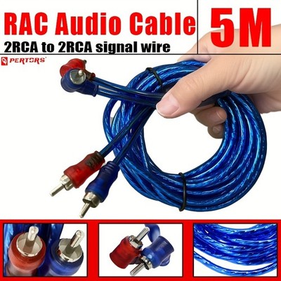 16.4ft Car RCA Audio Cable Signal Wire Twisted OFC Copper Wire 2 Channel Home 5M