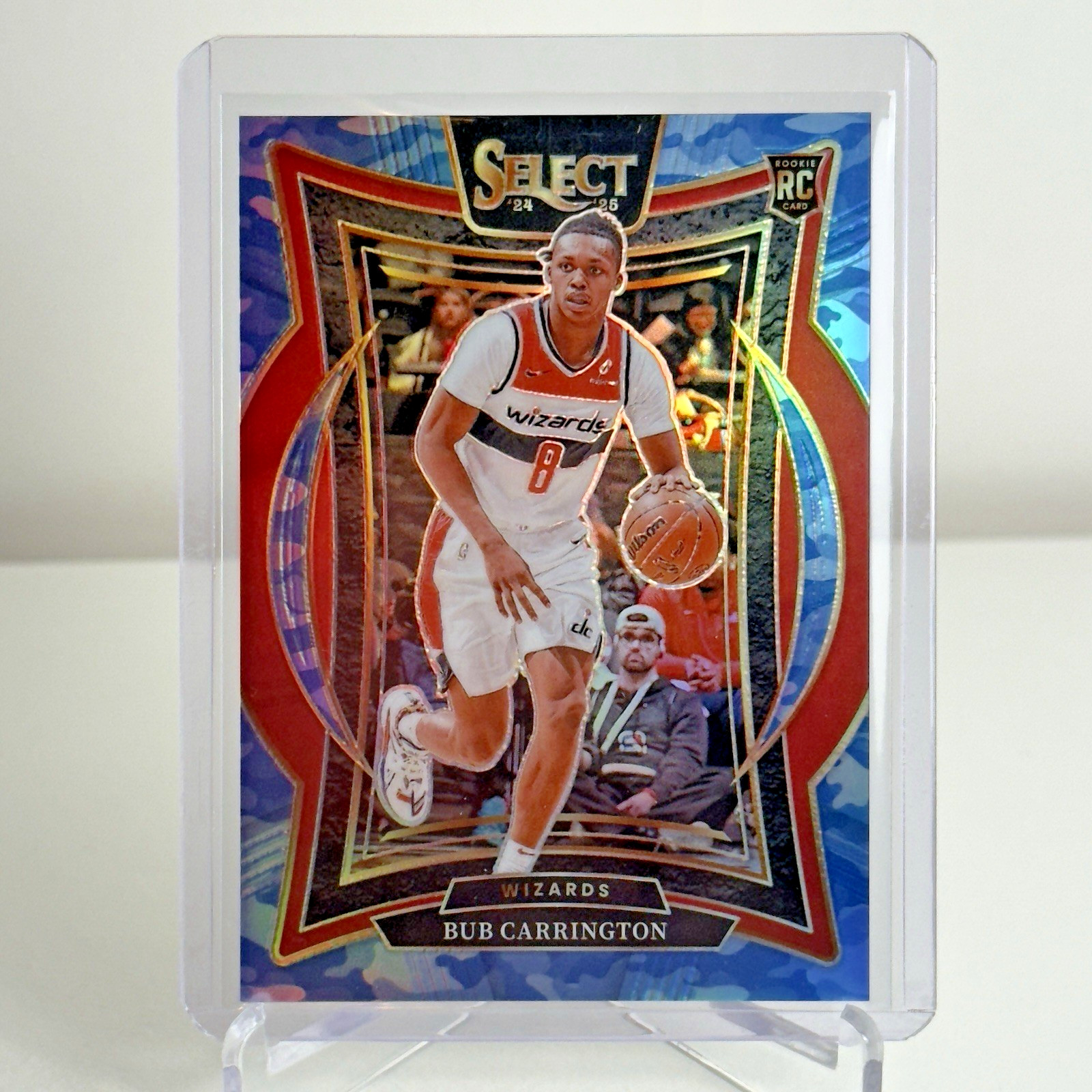Bub Carrington 2024-25 Panini Select RC Blue Camo SP /99 #81 Wizards