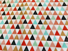 36 x 44" Sewing Fabric Crafts, Cotton Print, Triangles with reflective gold, new