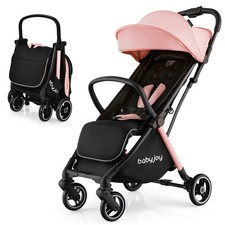Babyjoy Kids Portable Stroller One-Hand Fold Pushchair W/ Aluminum Frame Pink