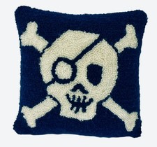 Pottery Barn Kids Pillow Skull  Crossbones Halloween Skeleton 12  x12  -RARE