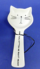 Cat Ceramic Spoon Rest "Are You Kitten Me Right Meow?" Black/ White Paw Pals 9"