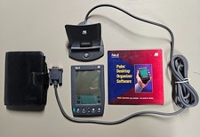 Working Vintage Palm III 3Com PDA w/ stylus, CD, HotSync cradle  Targus case