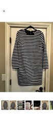 Michael Kors Striped Ponte Knit Dress Navy White Gold Zipper Size large, NWT