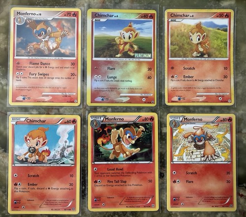 Pokemon Chimchar Monferno Lot 6 Cards Burger King Promos Reverse Holo