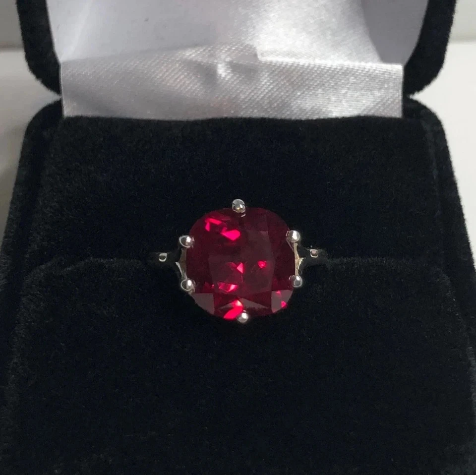 4.25 Ct Natural Red Spinel Diamond Wedding Ring Solid 18K White Gold - Image 4 of 4