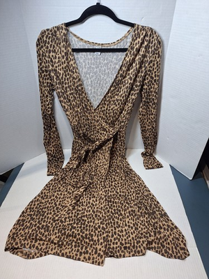 #ad #ad Old Navy Wrap Around Dress Woman#x27;s Size Small Animal Print Knee Rayon $12.00