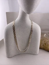 FAS Sterling Braided Rose Gold Plated Necklace Italy 8mm Wide