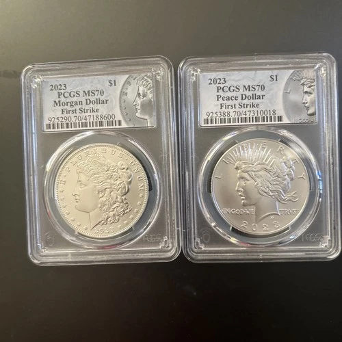 2023 Morgan & Peace Dollar PCGS MS70 First Stirke Set