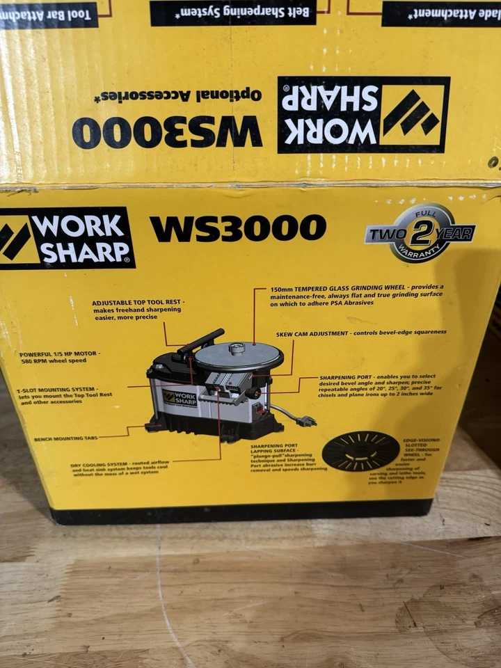 Afiador de ferramentas de madeira Woodsharp WS3000 NOS - NOVO na caixa de fábrica - Imagem 3 de 4