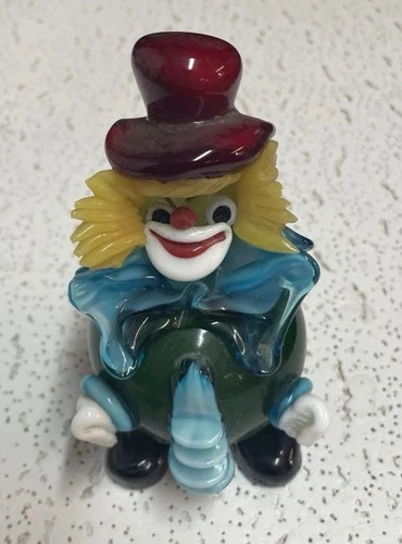 VTG Mid Century Blown Glass Clown Figurine Murano/Italy Collectible 6” Pristine!