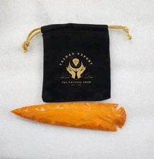 Milky Orange Glass Arrowhead Spearhead 1-6" Handmade Knapped Spiritual Crystal