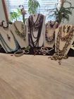 Vintage Costume Jewelry Lot Colored Faux Pearl Necklaces ,Bracelet & Clip-On