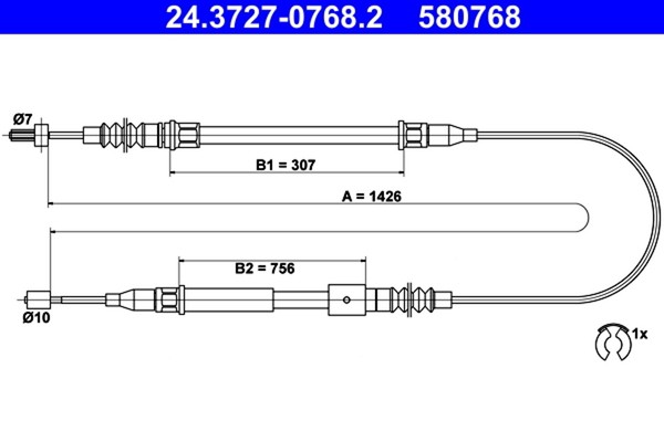 Ate Bremsseil Seilzug Feststellbremse 24.3727-0768.2 FüR Opel Corsa Tigra X01-image