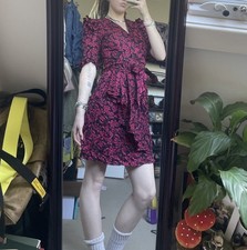VINTAGE 1980s Oscar De La Renta Designer Pure Silk Floral Mini Wrap Dress SMALL