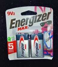 💢🔋ENERGIZER MAX ‼️ 9V (1 pk = 2) Batteries 5 Yrs Shelf Life🥁🐇 💢 NiB