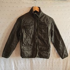 Barbour Kids Quilted Moto Jacket - Olive Green Fleece Lined Size Large