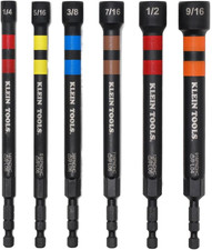 Klein Tools 32940 SAE Magnetic Hollow Impact Nut Drivers Set, 6-Piece Color Code